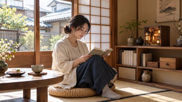Create a serene reading corner with a cozy japanese book nook kit